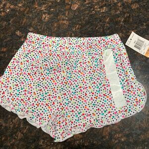 First Impressions white/dots & squares baby girl shorts, brand new, 12m